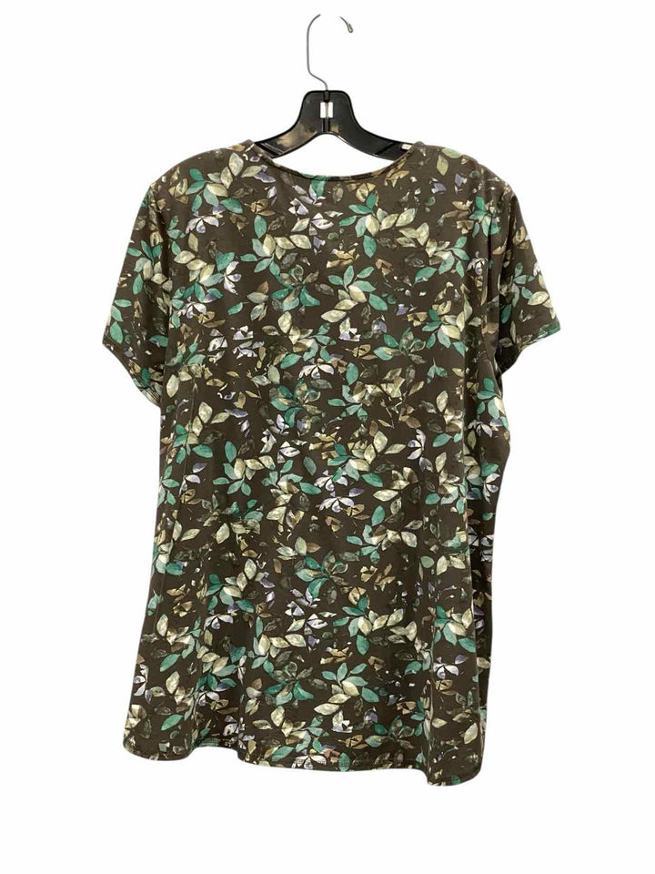 J Jill Size L Green Short Sleeve Shirts