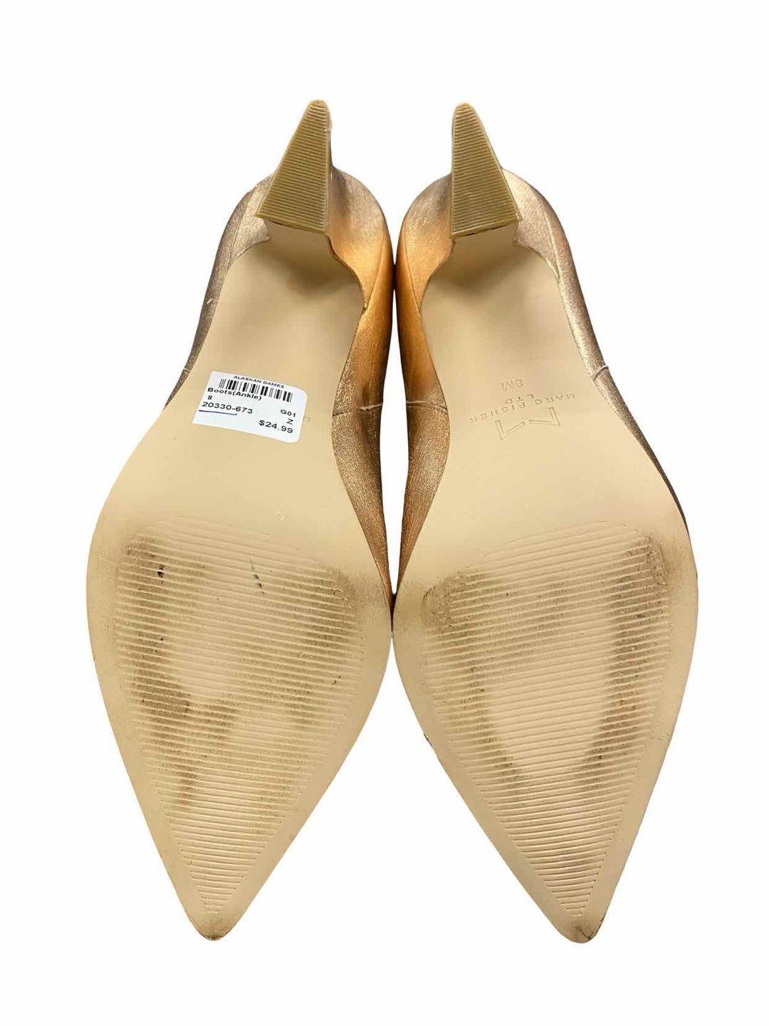 Marc Fisher Shoe Size 8 Gold Leather Boots(Ankle)