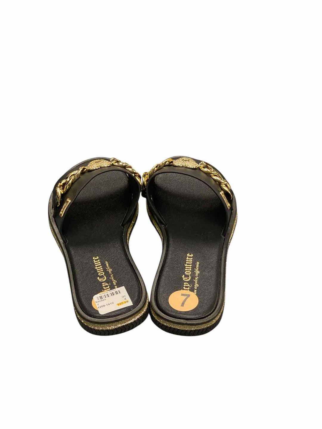 Juicy Couture Shoe Size 7 Black Gold Manmade NWOT Sandals