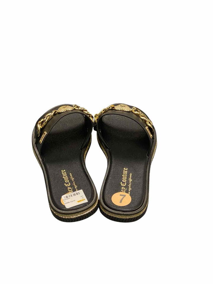 Juicy Couture Shoe Size 7 Black Gold Manmade NWOT Sandals