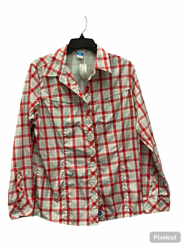 Columbia Size XL Blue Red Plaid Long Sleeve Shirts