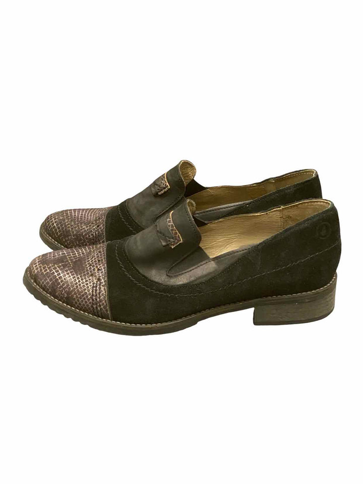 Casta Shoe Size 42 Black Snakeskin Print Suede Loafers