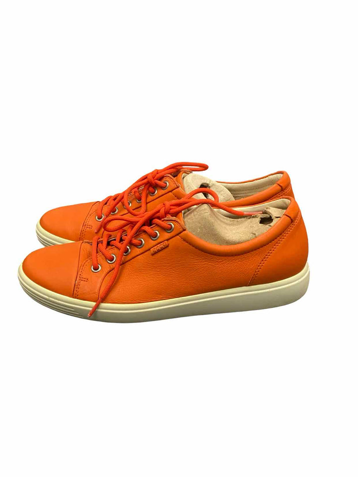Ecco Shoe Size 11 Orange Leather Soft 7 Sneakers