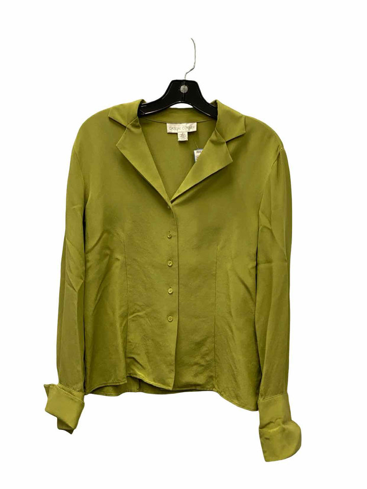 Casual Corner Size 10 Green 100% silk Long Sleeve Shirts