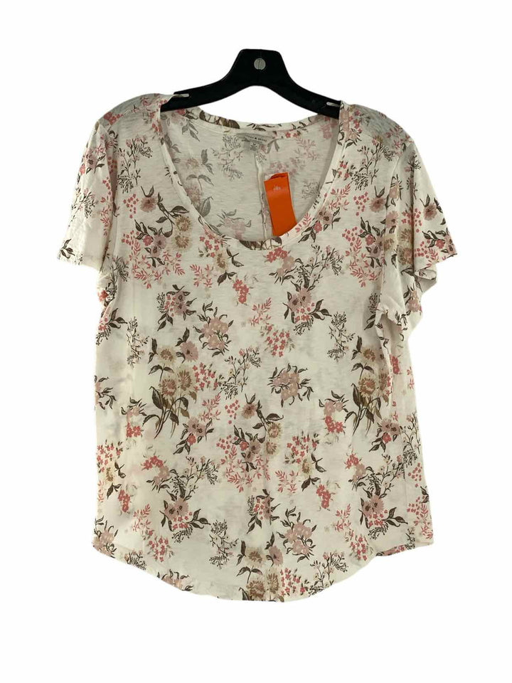 Lucky Brand Size M White Pink Floral T-shirt