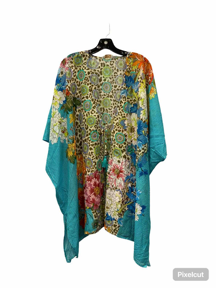 Johnny Was Size L/XL Blue Multi Print Cotton/Silk Blend Jacket