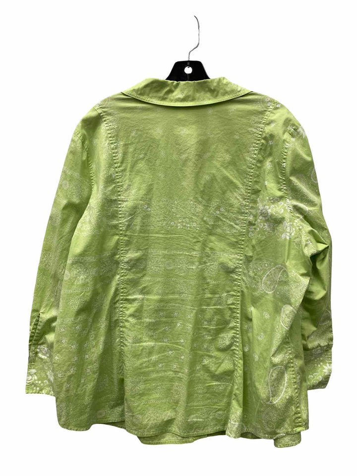 Coldwater Creek Size 2X Green Floral Long Sleeve Shirts