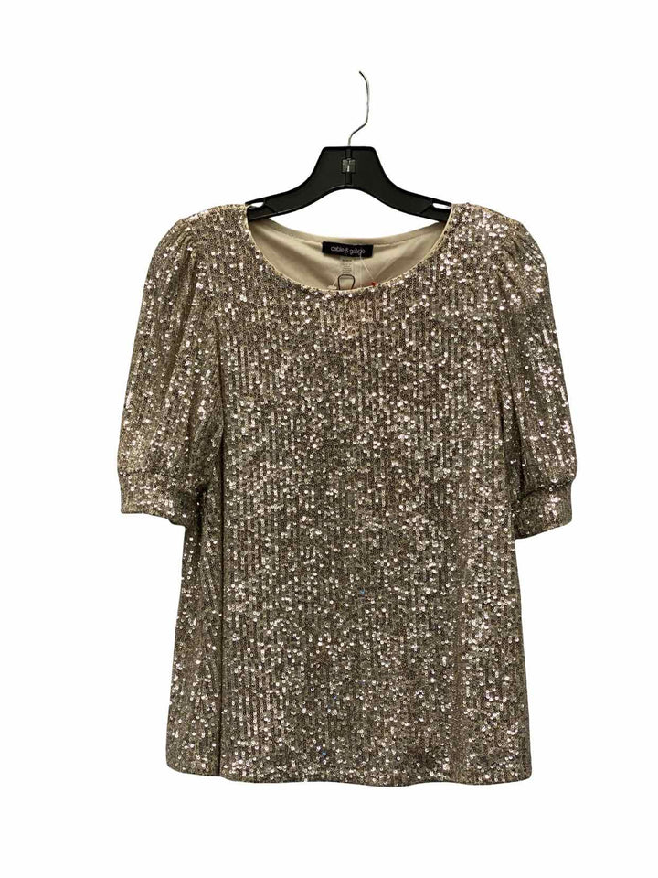 Cable & Gauge Size M Silver sequined Short Sleeve Shirts