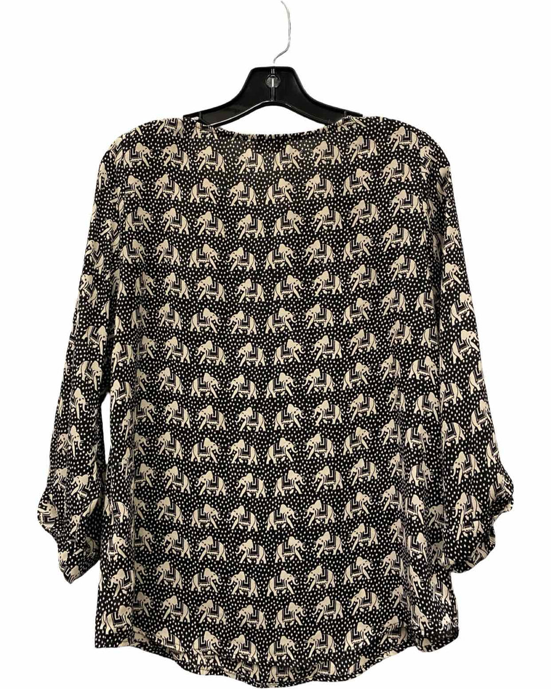 Pixley Size M Black Beige Elephants Long Sleeve Shirts
