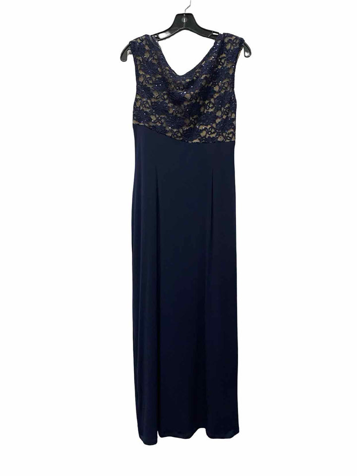 Connected Size 12 Navy Blue Sequins Formal Dress(Long)