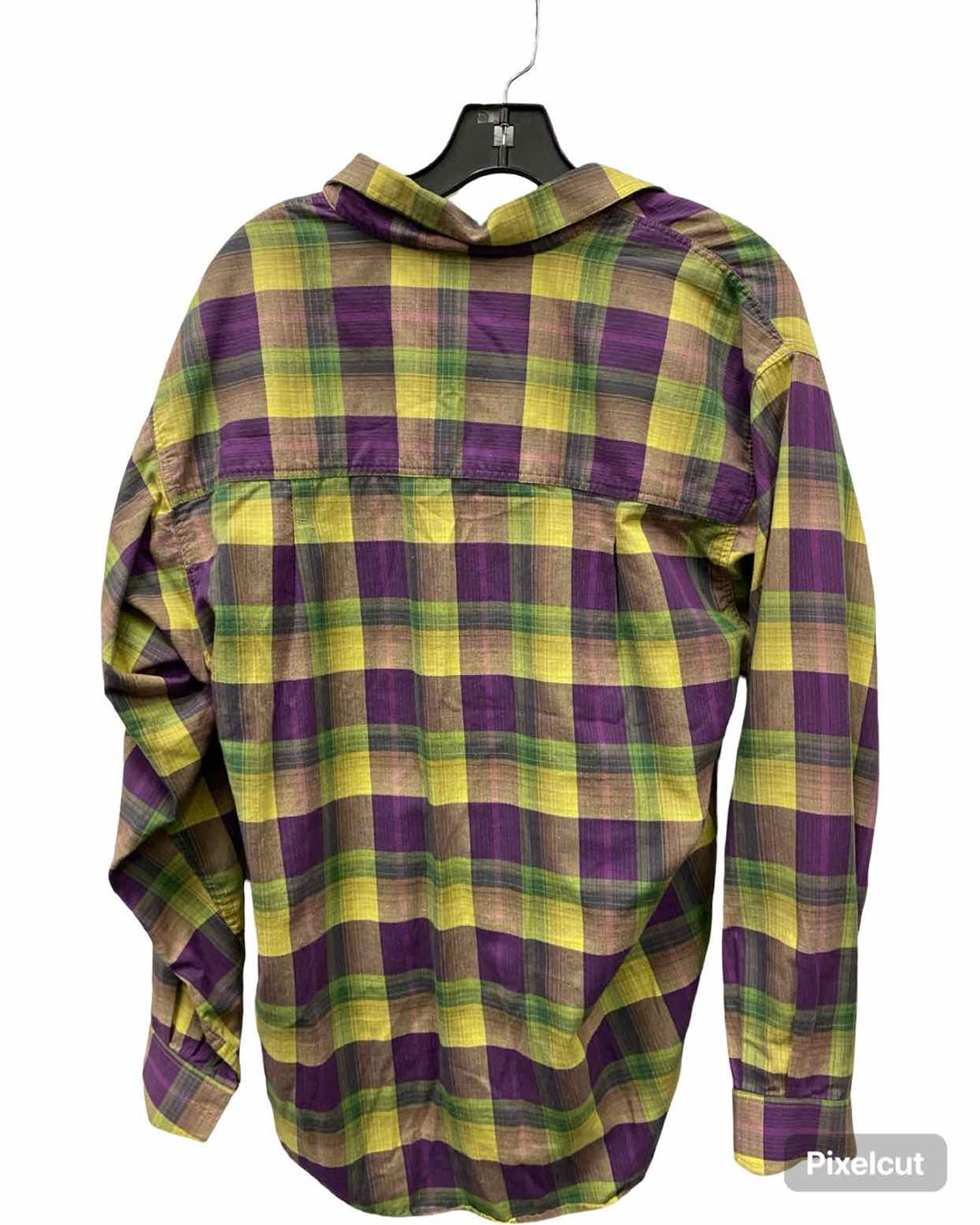 Patagonia Size L Yellow Purple Plaid 100% cotton Long Sleeve Shirts