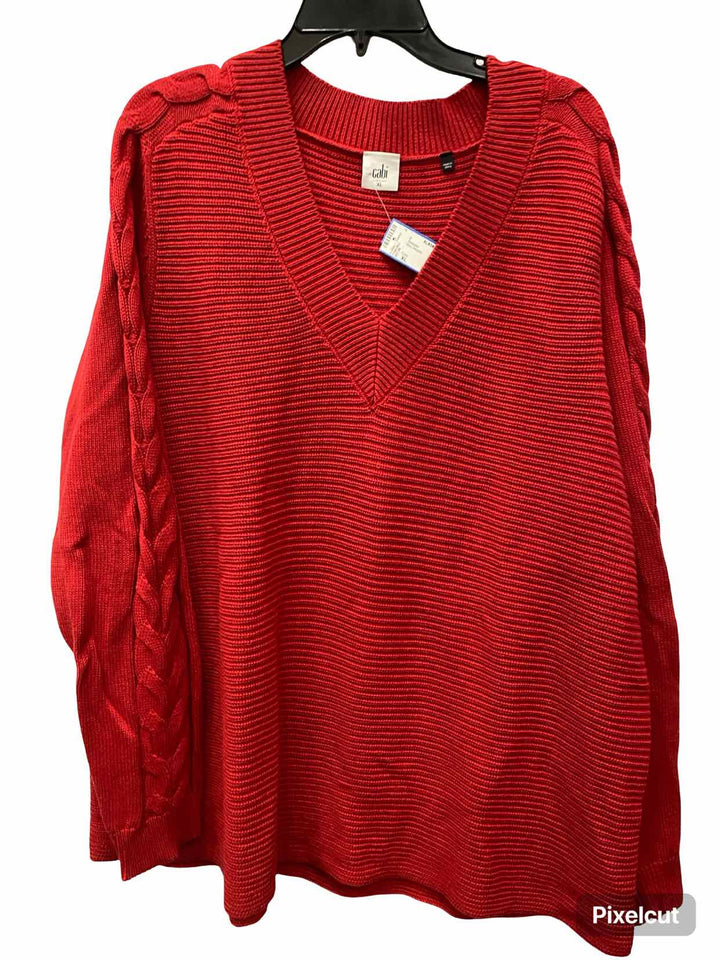 Cabi Size XL Red Ribbed Sweater