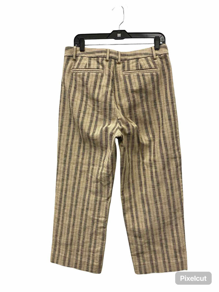 Banana Republic Size 12 Beige Black Striped Pants