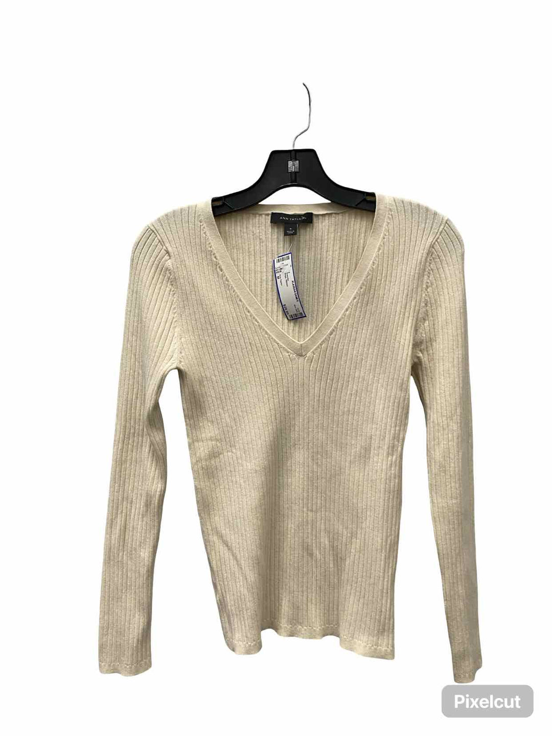 Ann Taylor Size M Beige Ribbed Sweater
