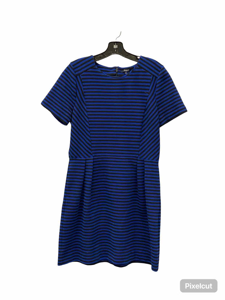 MadeWell Size 12 Black Blue Striped Dress