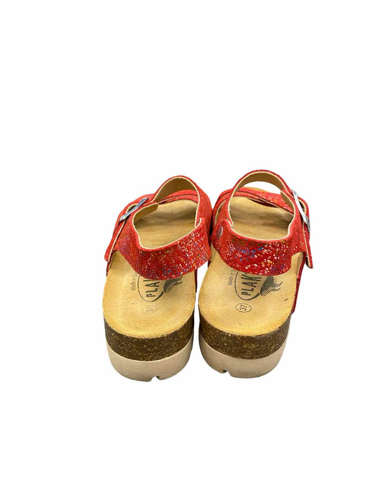 Plakton Shoe Size 37 Red Leather Sandals