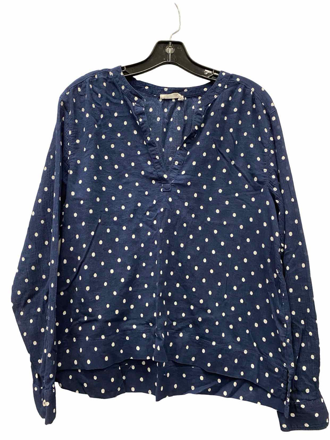 Carve Designs Size S Navy Blue White Polka Dot Long Sleeve Shirts
