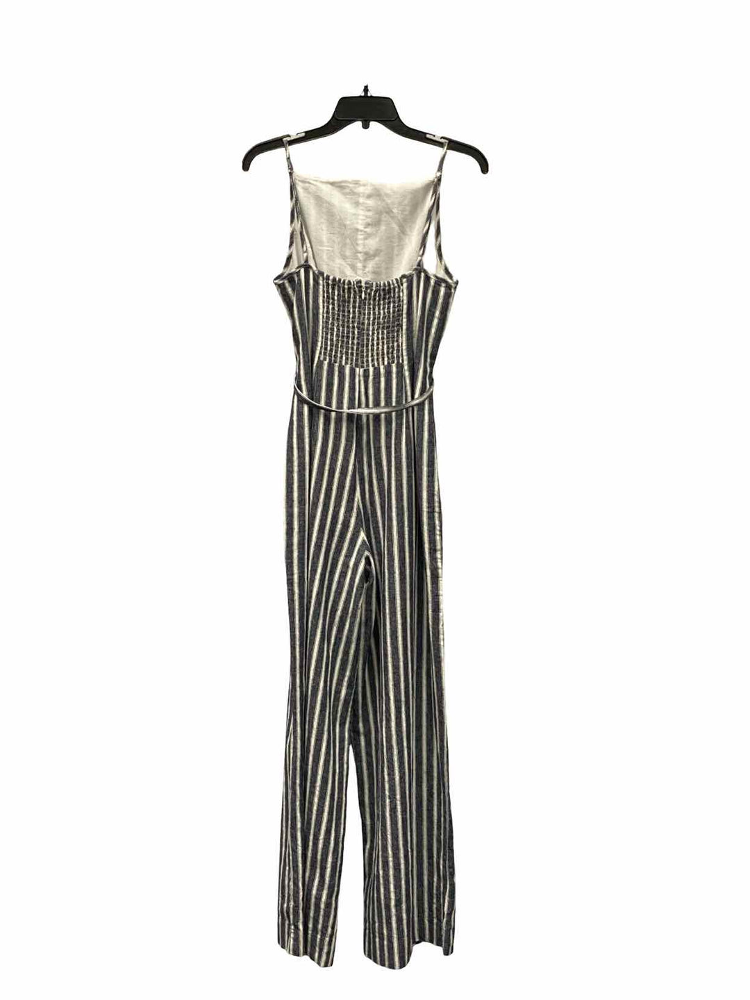 MadeWell Size 6 Gray White Striped Cotton/Linen blend Jumpsuit Dress