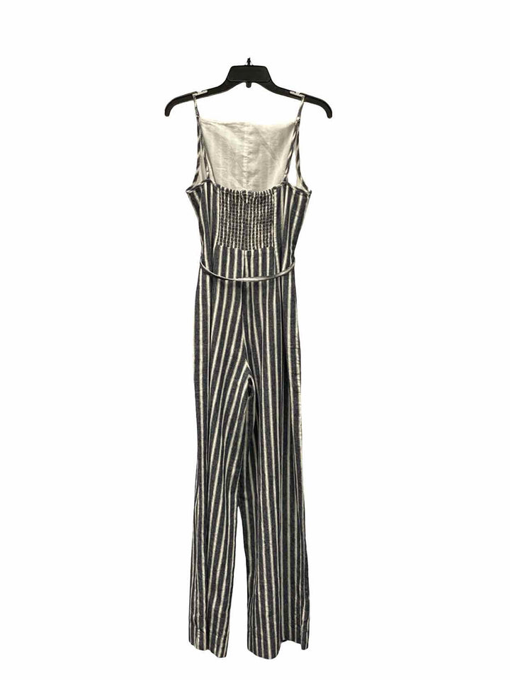 MadeWell Size 6 Gray White Striped Cotton/Linen blend Jumpsuit Dress