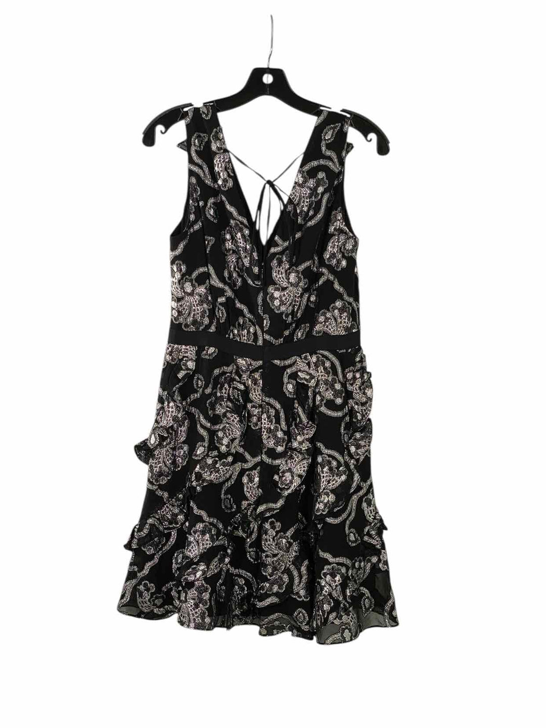 Rebecca Taylor Size 2 Black Silver Print Dress