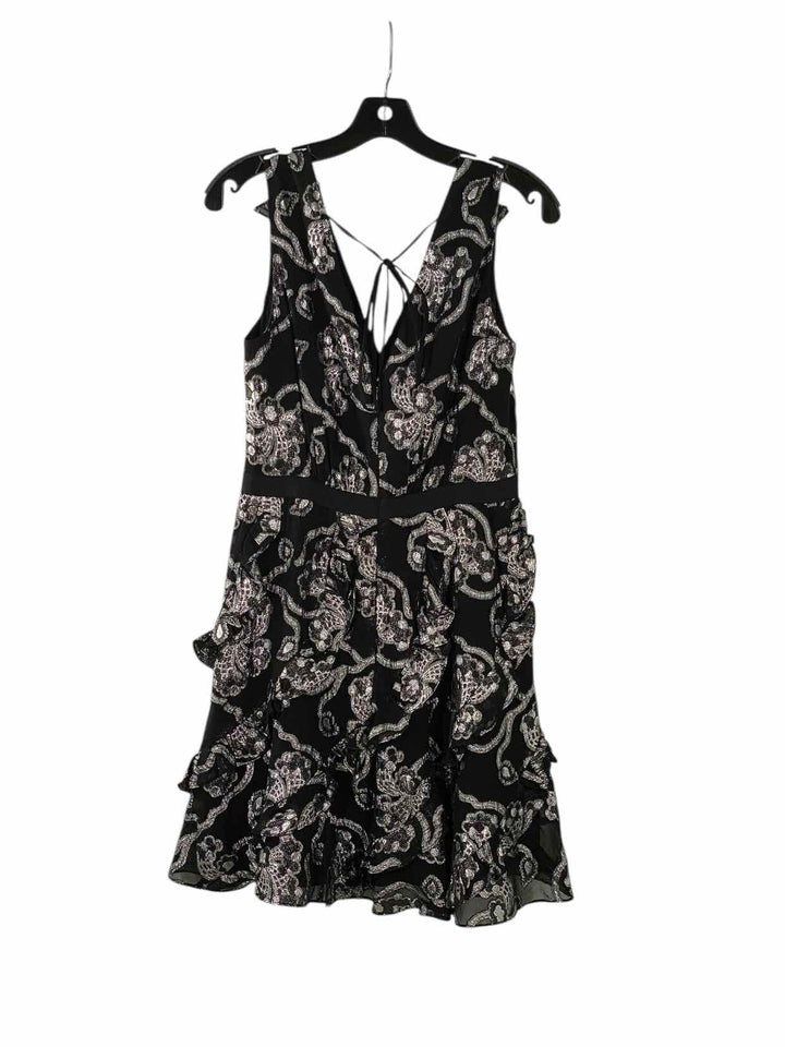 Rebecca Taylor Size 2 Black Silver Print Dress