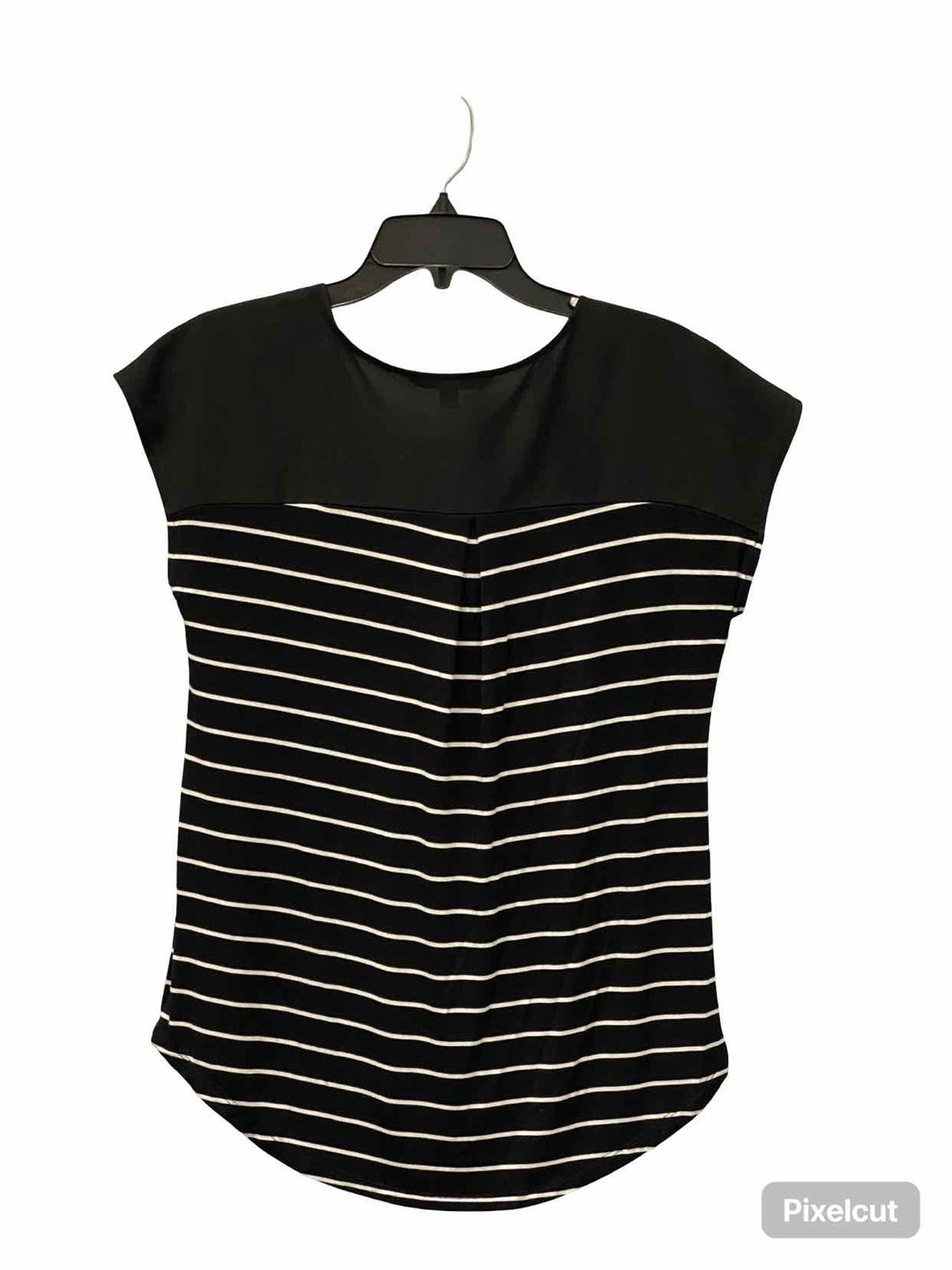 Adrienne Vittadini Size S Black White Striped Short Sleeve Shirts