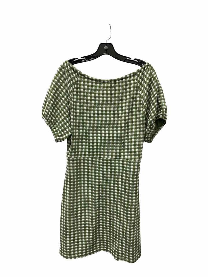 MadeWell Size L Green White Gigham Dress