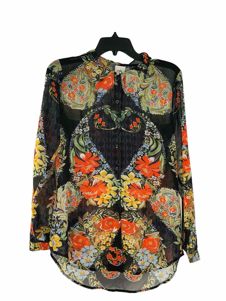 Cabi Size S Black Print Long Sleeve Shirts