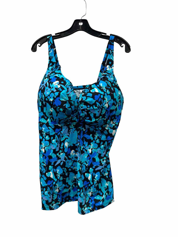 Swimsuits for All Size 38G Blue Floral Swimsuit Top