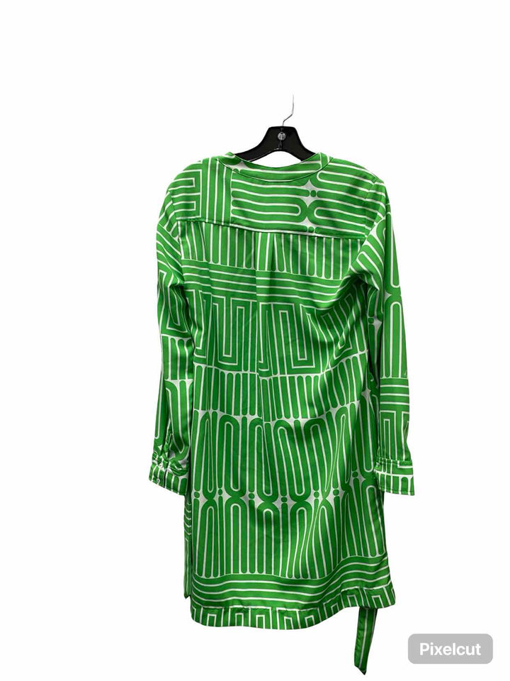 Trina Turk Size 6 Green White Print Dress