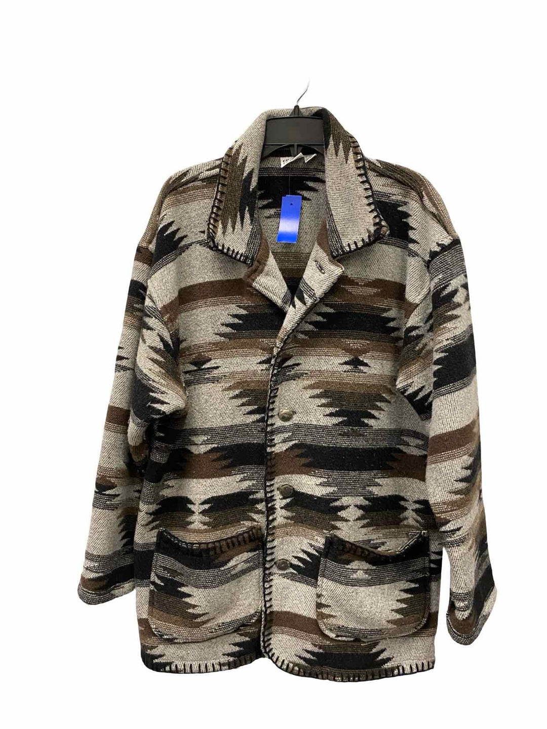 Chico's Size M/L Gray Brown Print 35% Wool Coat(short)