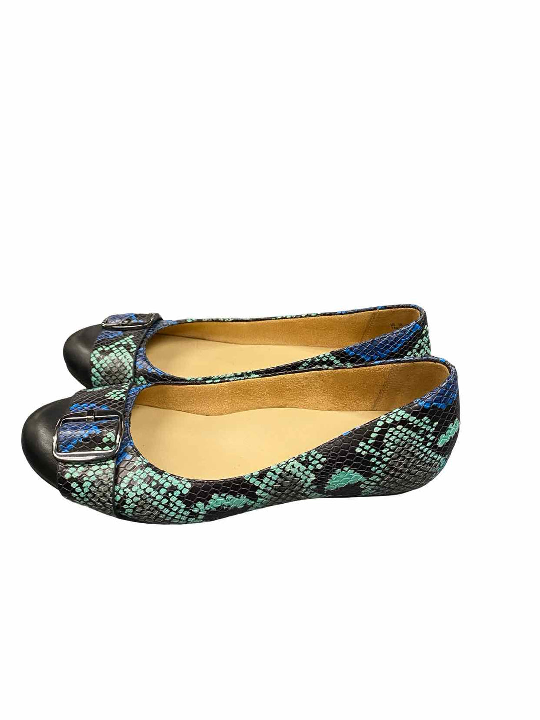 Naturalizer Shoe Size 7.5 Turqoise Black Snakeskin Pattern Marsha Flats