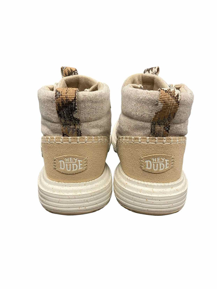 Hey Dude Shoe Size 8 Tan Leather & Wool Blend Reyes Sneakers