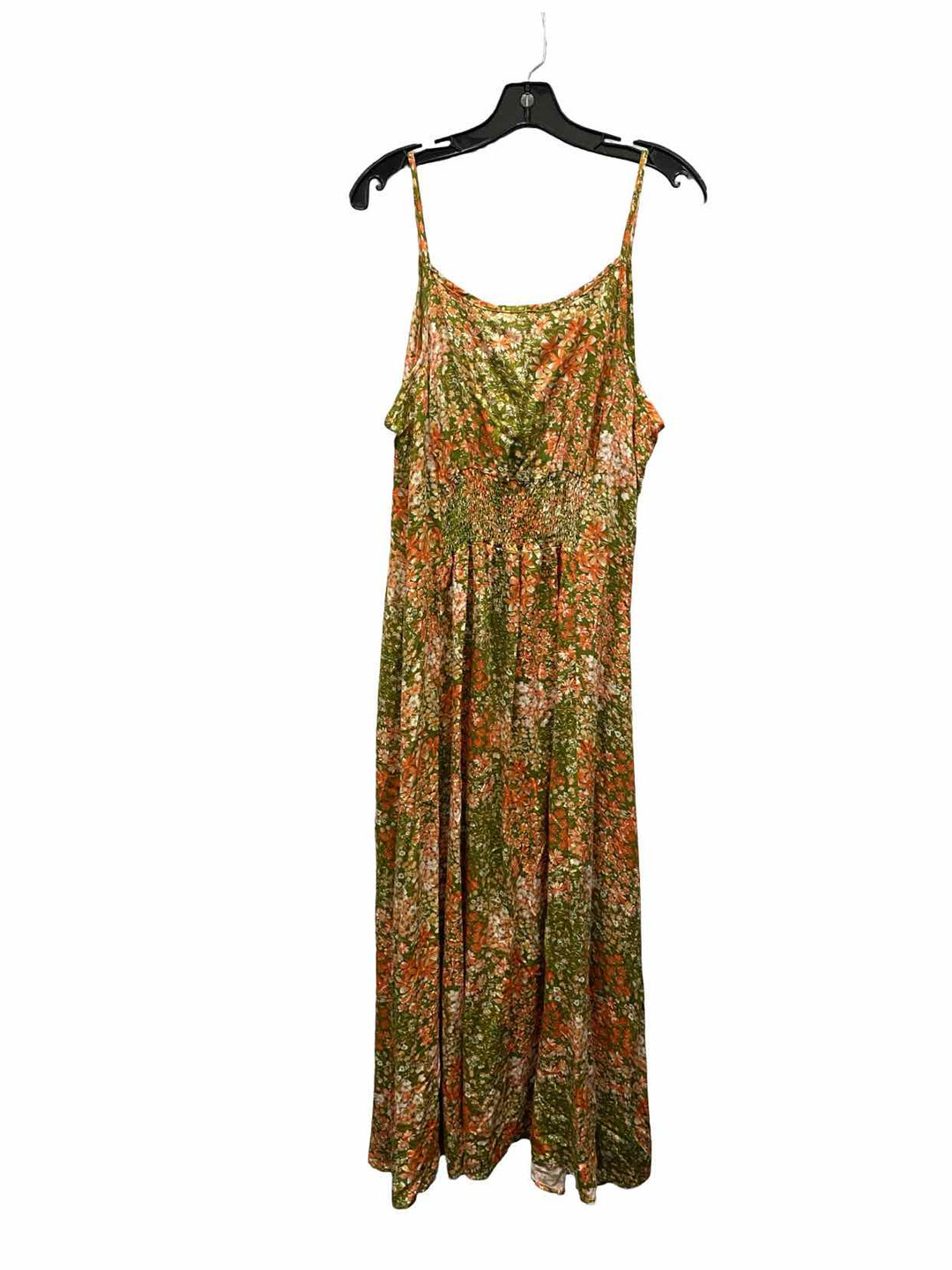 Sozy Size XL Orange Green Floral 40% Tencel Dress