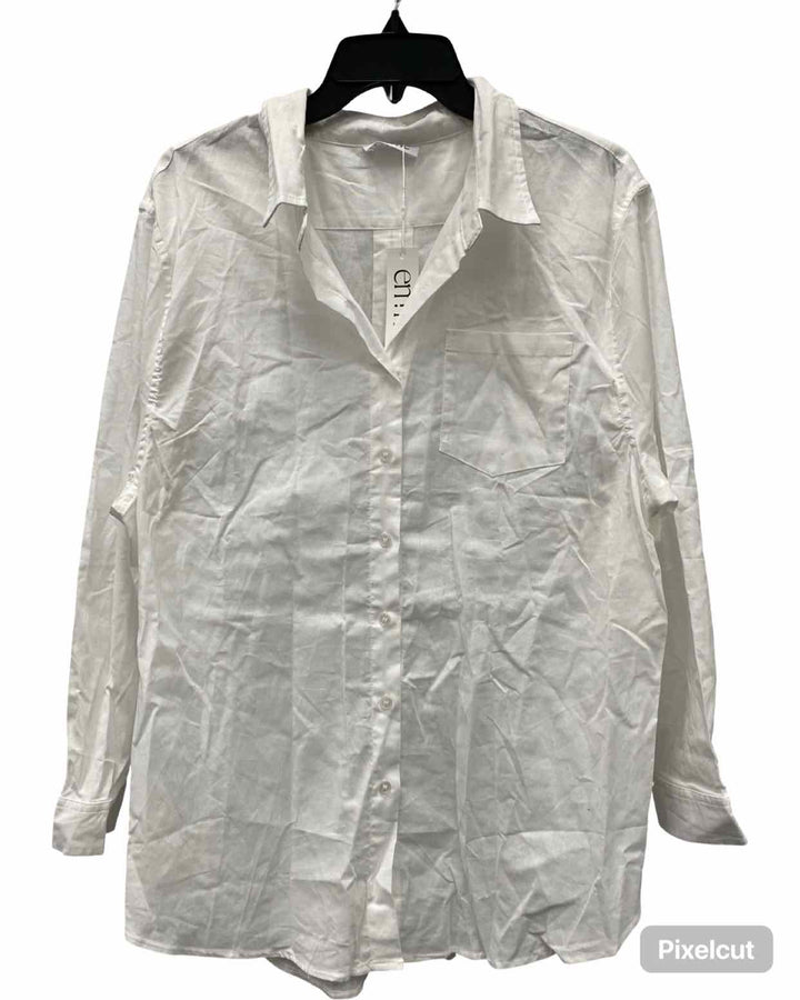 Emme by Marella Size M White 90% Cotton 10% Linen Long Sleeve Shirts