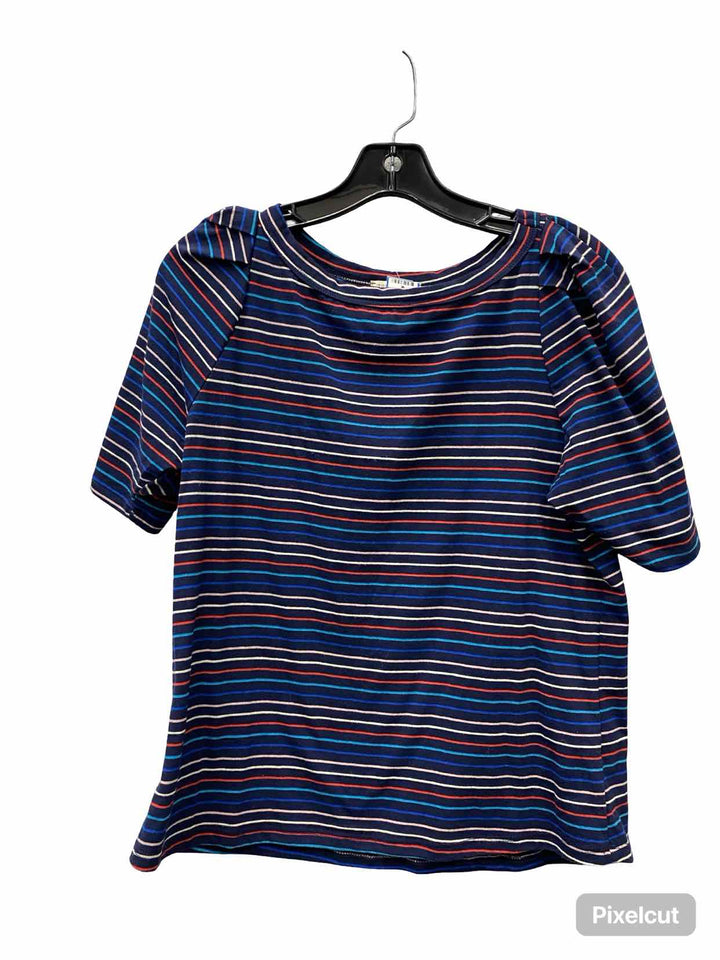 78 + sunny Size M Blue Stripe Short Sleeve Shirts