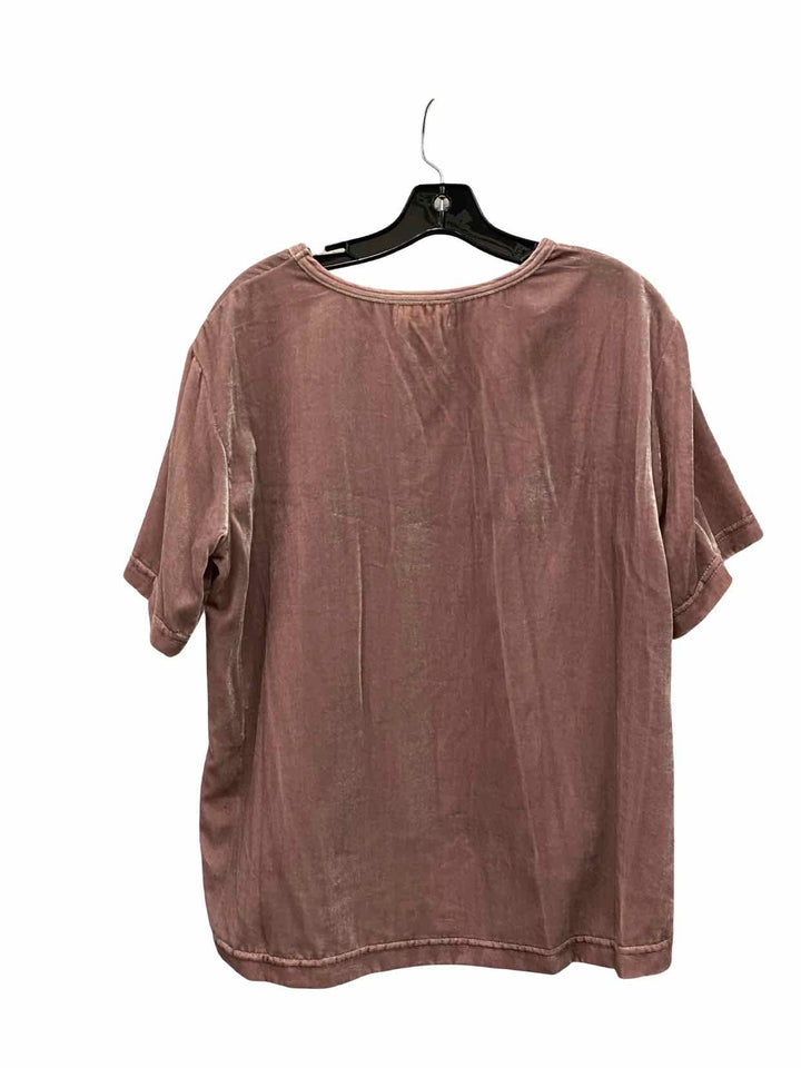 Melloday Size S Pink Velour Short Sleeve Shirts