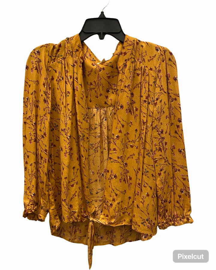 Mason & Belle Size M Orange Red Floral Long Sleeve Shirts