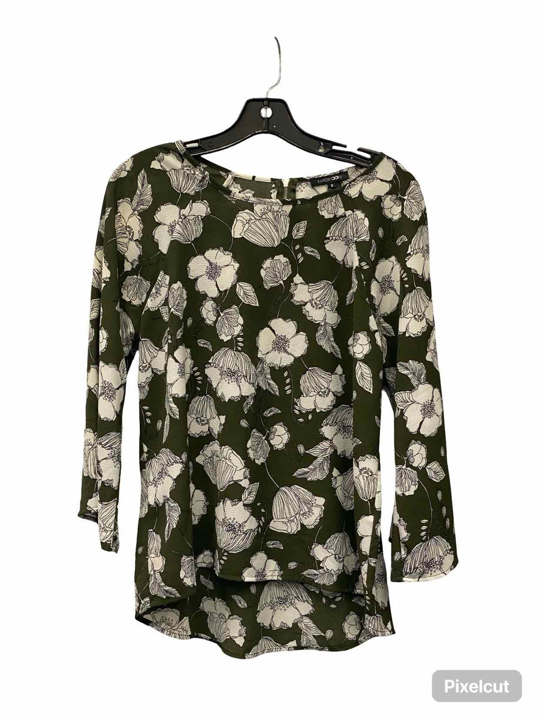 Paper Moon Size S Green White Floral Long Sleeve Shirts
