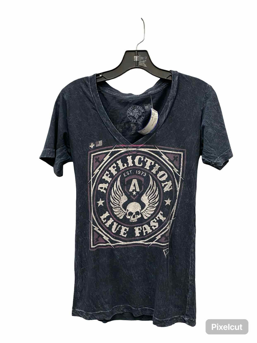 Affliction Size M Grey 100% cotton T-shirt