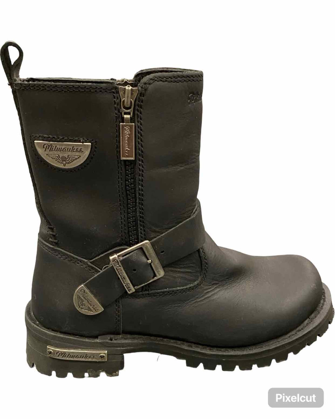Milwaukee Shoe Size 38 Black Leather Biker Boots(Ankle)