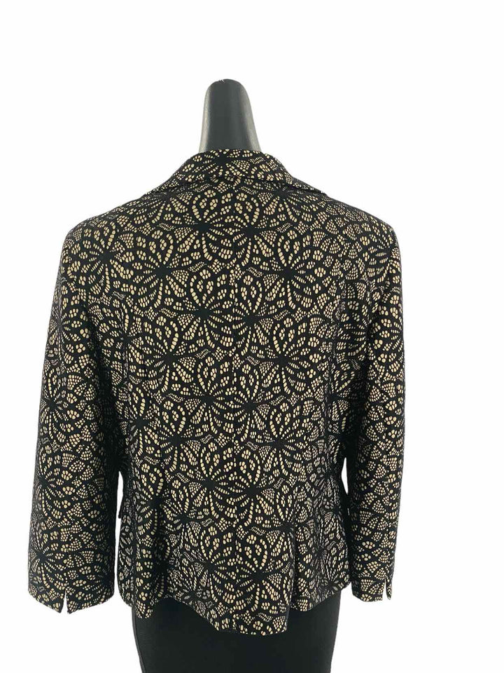 Kasper Size 14 Black Beige Print Jacket