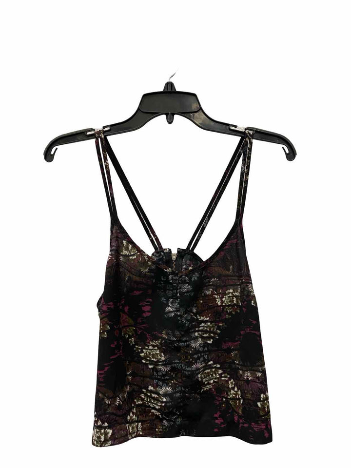 Silence & Noise Size M Black Floral Tank Top