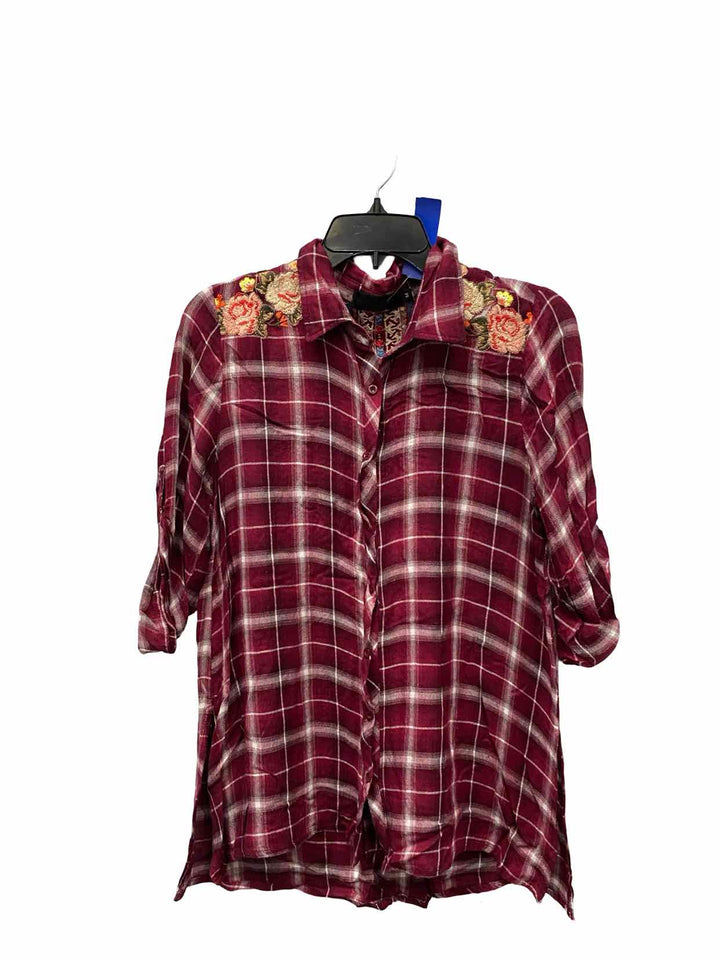 Unknown Brand Size M Red Embroidered Long Sleeve Shirts