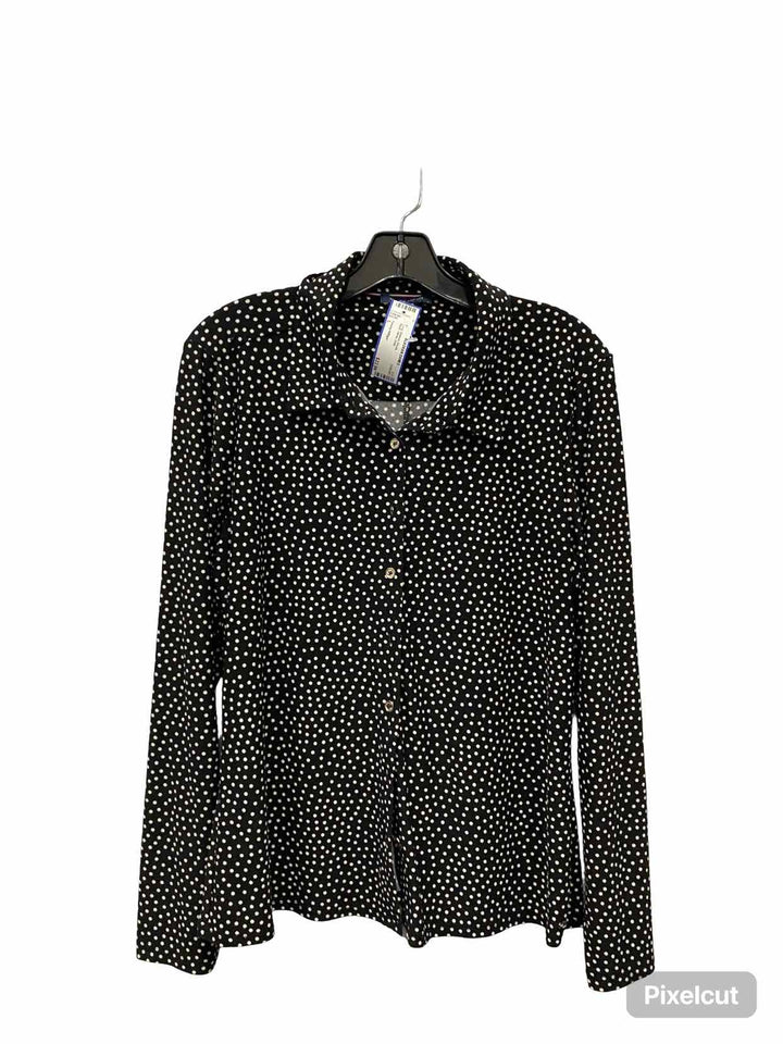 Tommy Hilfiger Size L Black White Dots Long Sleeve Shirts