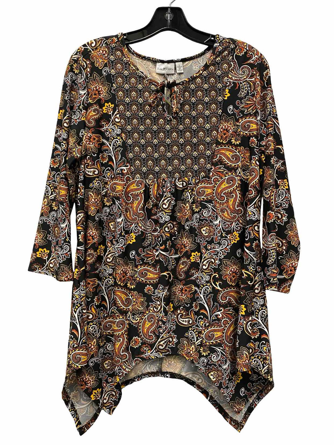 Kim Rogers Size L Yellow Black Paisley Long Sleeve Shirts