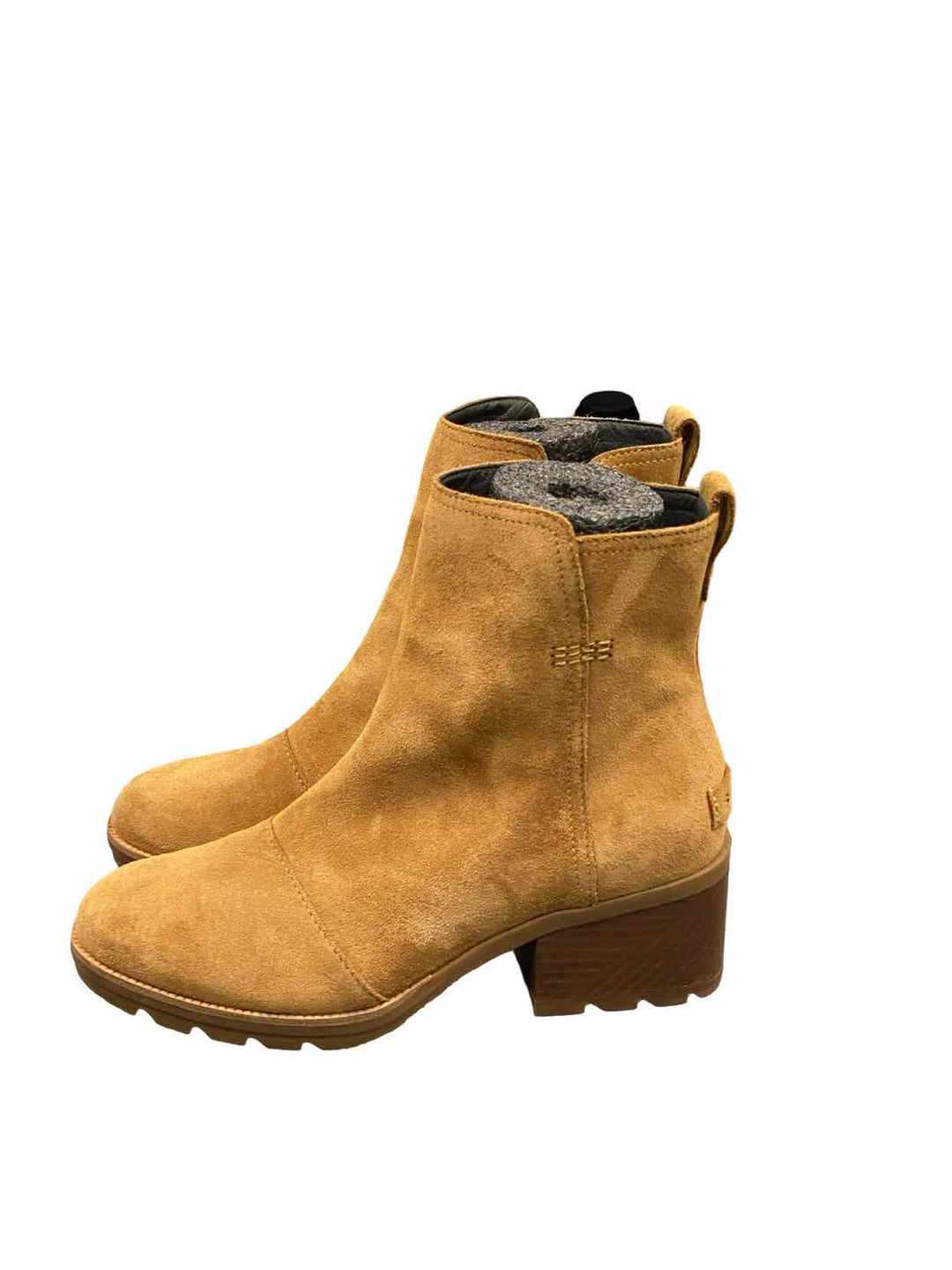 Sorel Shoe Size 7 Camel Brown Suede Cate Waterproof Block Heel Boots(Ankle)