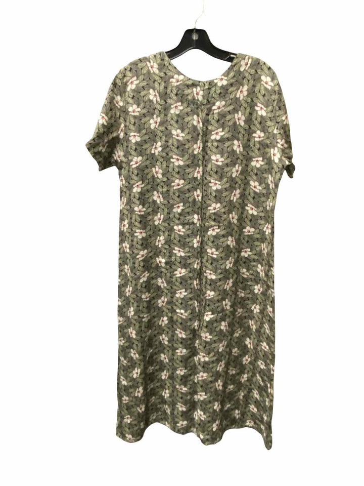 Flex It Pink Size S Green Floral 100% Linen Dress