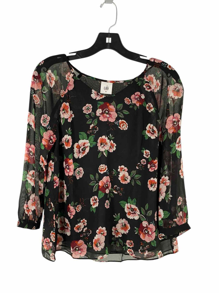 Cabi Size XS Black Pink Floral Long Sleeve Shirts