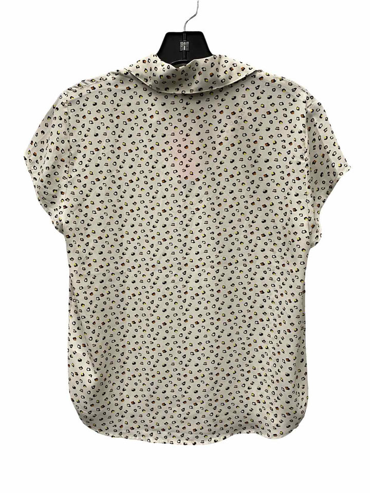 Cabi Size XS White Multi Print Short Sleeve Shirts